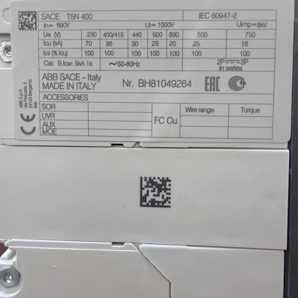 ABB SACE TMAX T5N400 3 Pole