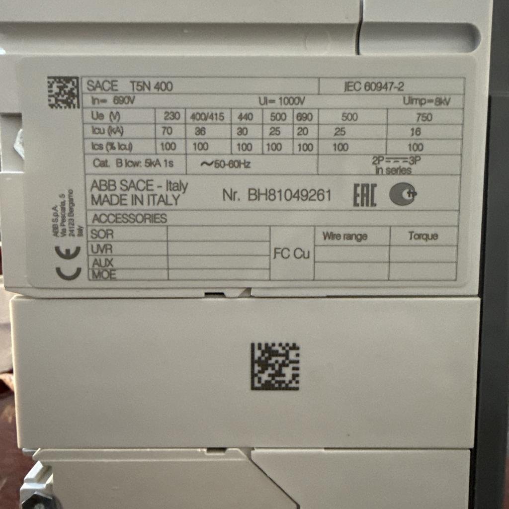 ABB SACE T5N 400 3 Pole