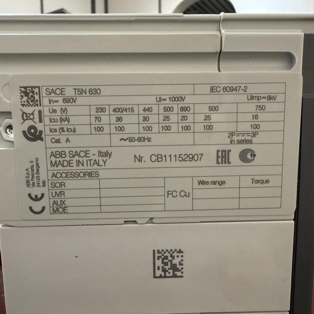 ABB SACE T5N630 3 Pole