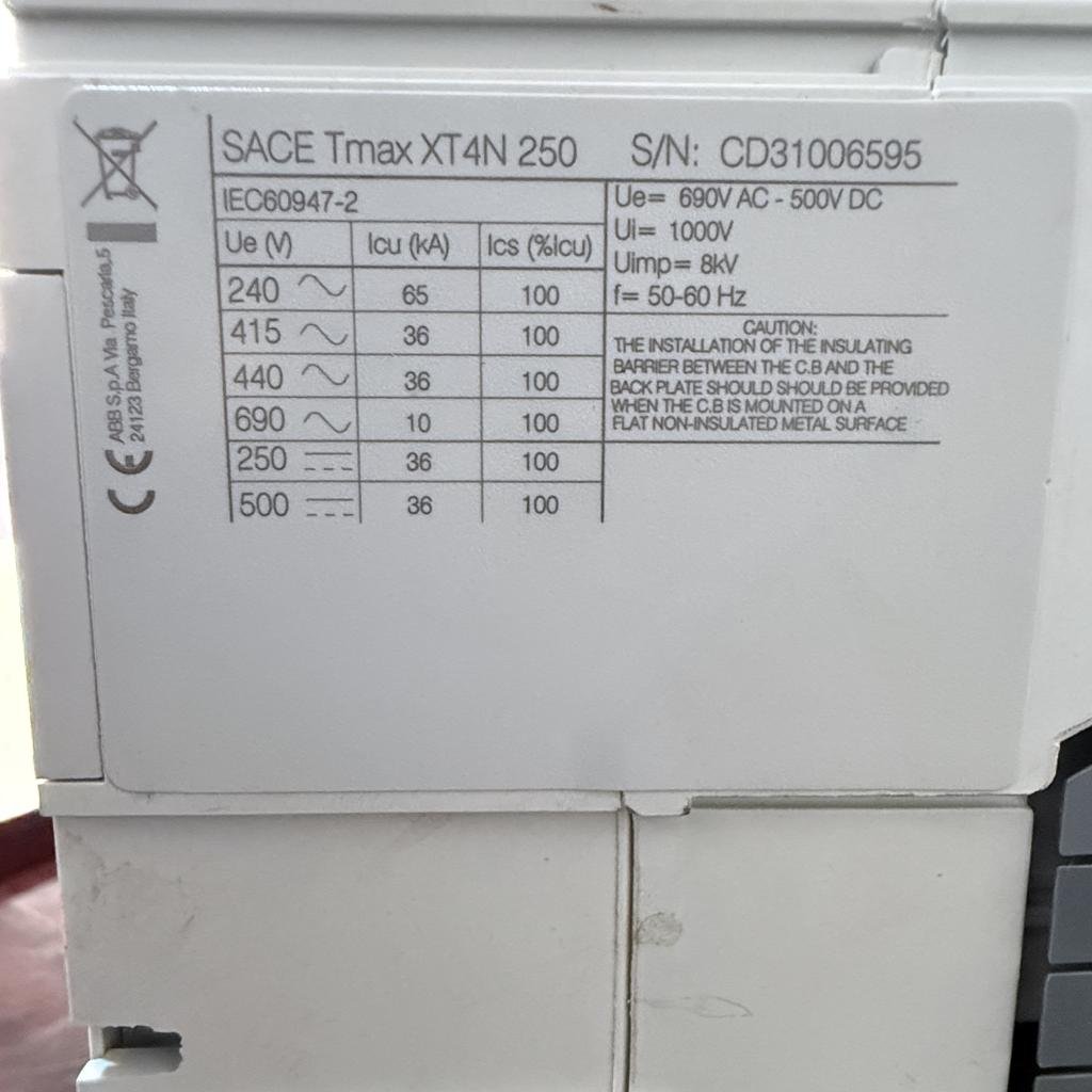 ABB SACE Tmax XT4N 250 3 Pole
